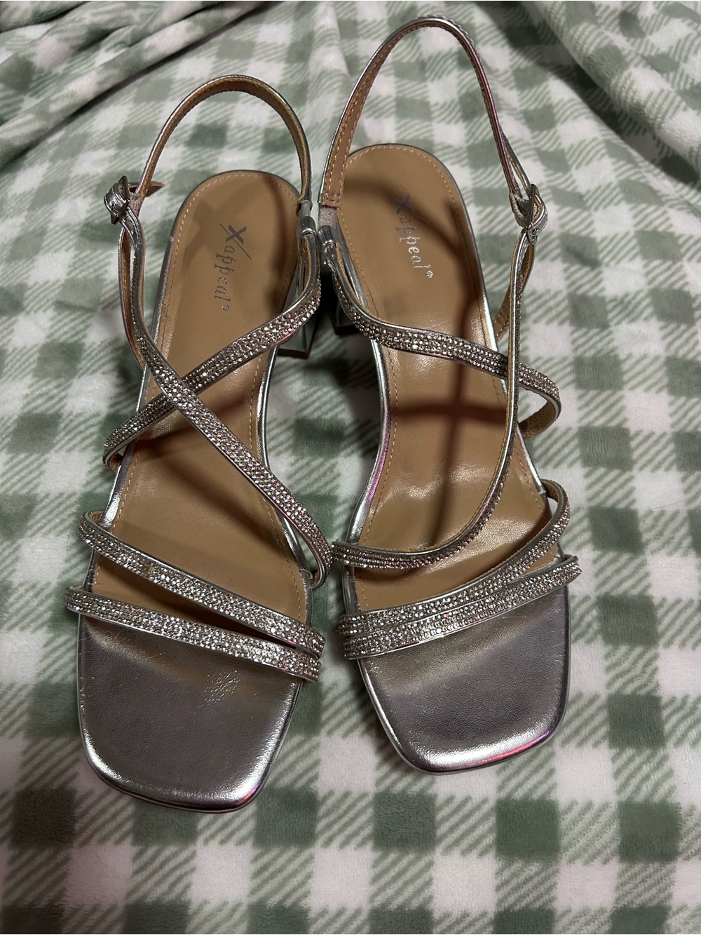 Apt. 9 Silver Metallic Crystal-Strap Slingback Heels